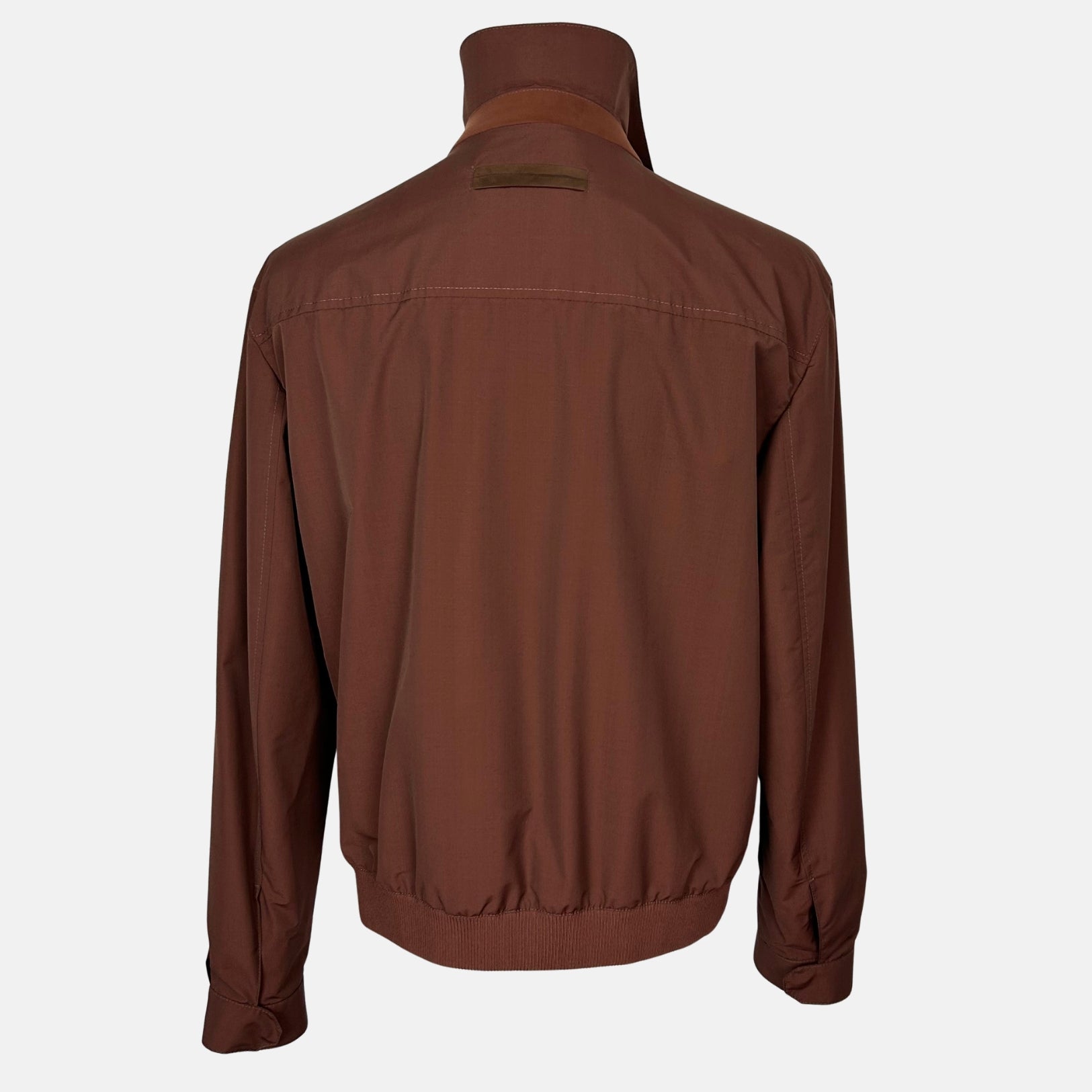 Brown Jacket made of Polyamide/Wool/Silk/Leather Details (EU 48)