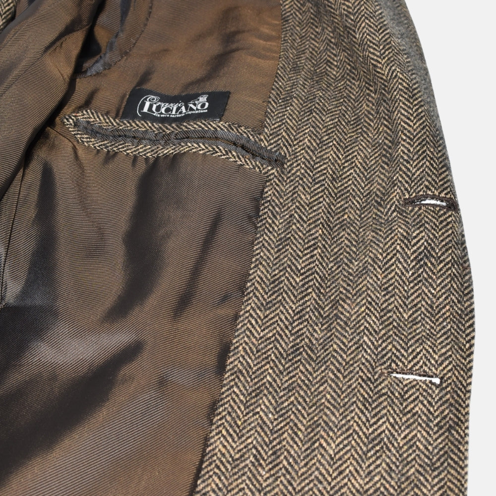 Brown Herringbone Wool/Cashmere Coat (EU 48)