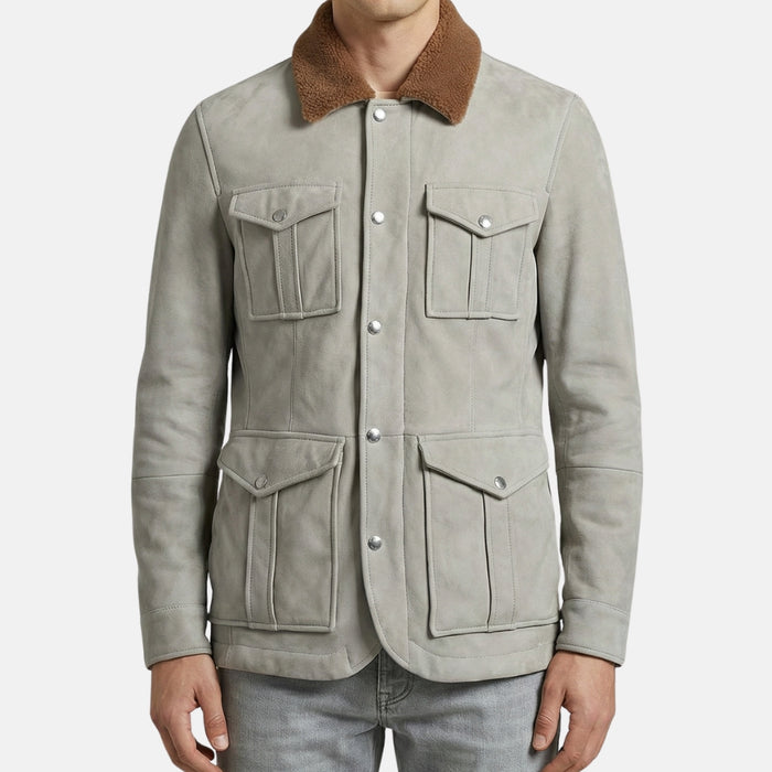 Beige Jacket made of Sheepskin (S)