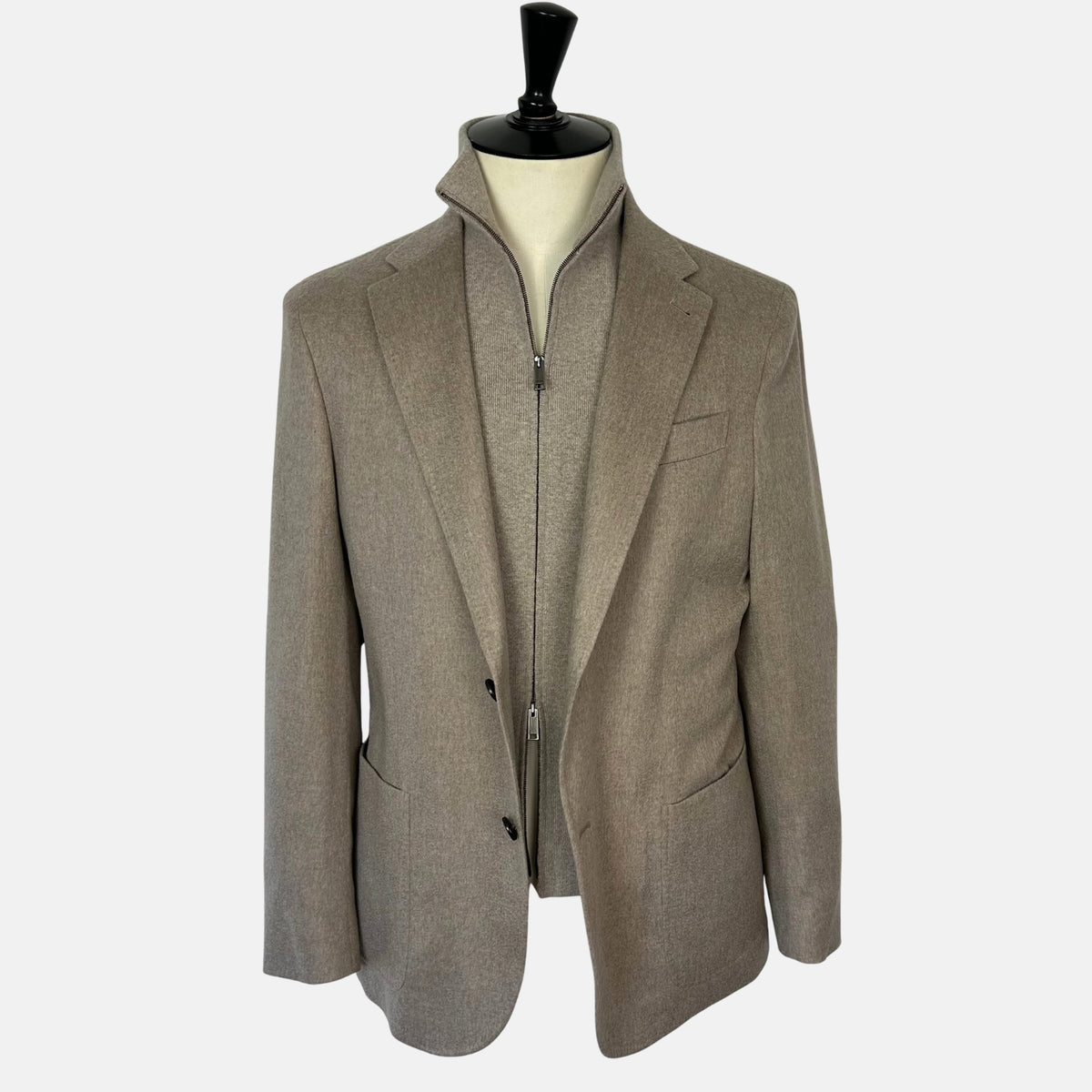 Zegna Oasi Cashmere Jacket with Removable Vest Insert Sand (EU 50)