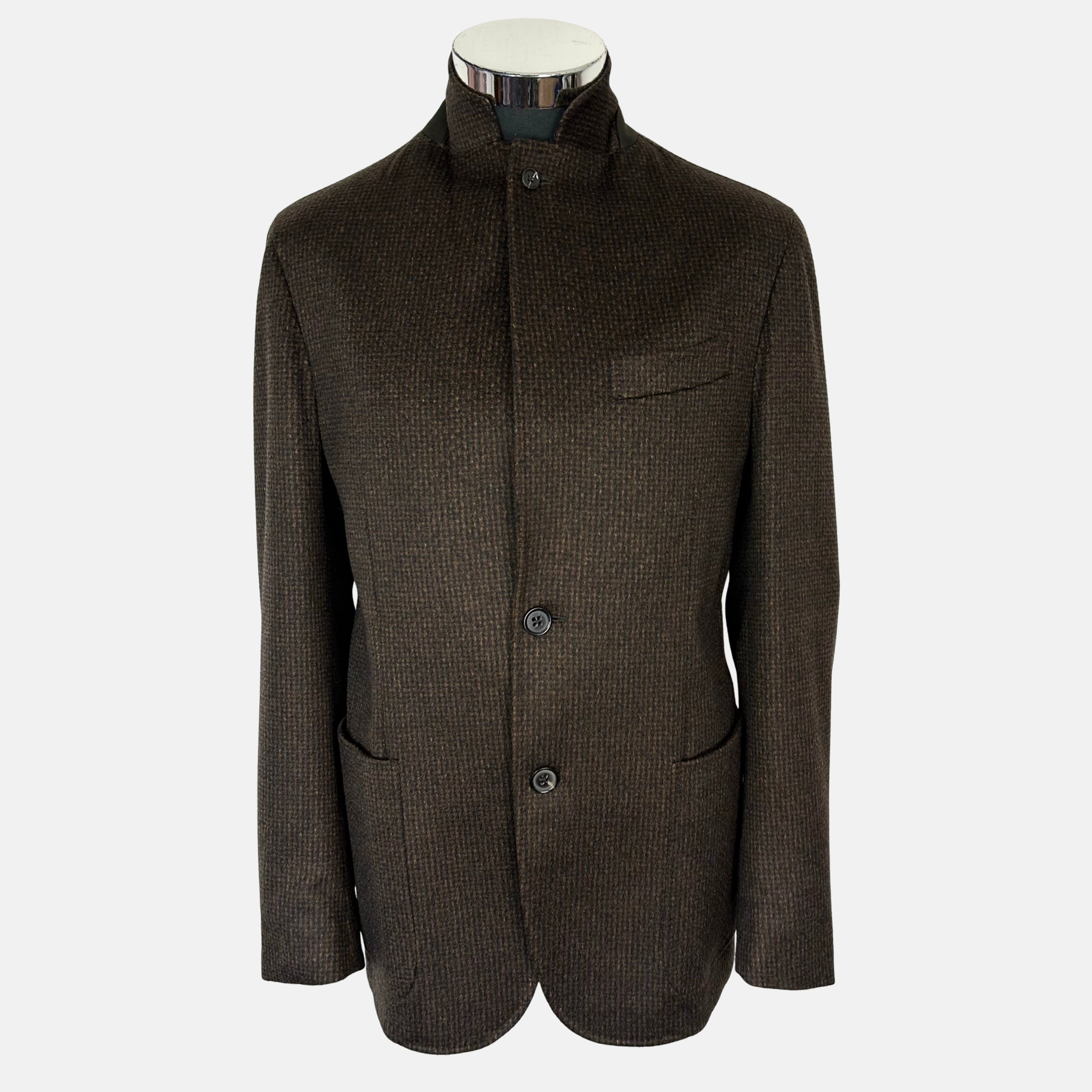 Brown-Black Patterned Blazer made of Cashmere (EU 48)