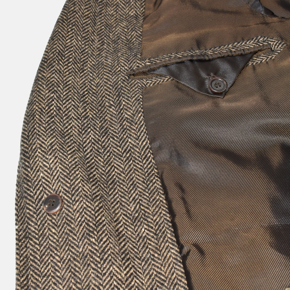 Brown Herringbone Wool/Cashmere Coat (EU 48)