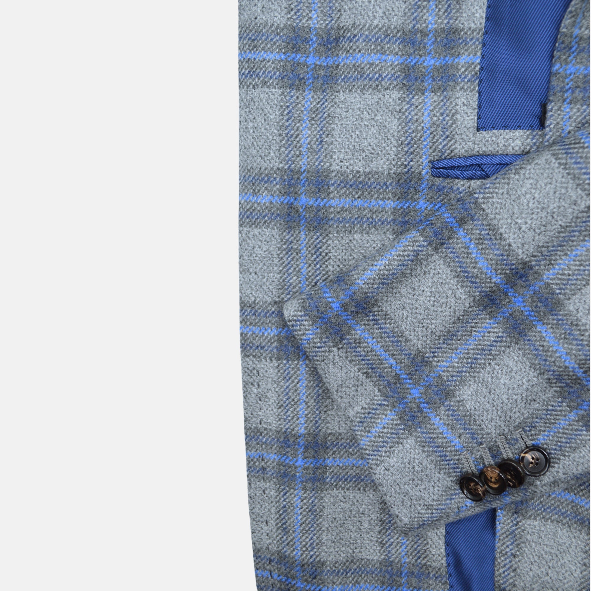 Blue/Brown Checked Blazer made of Cashmere (52)