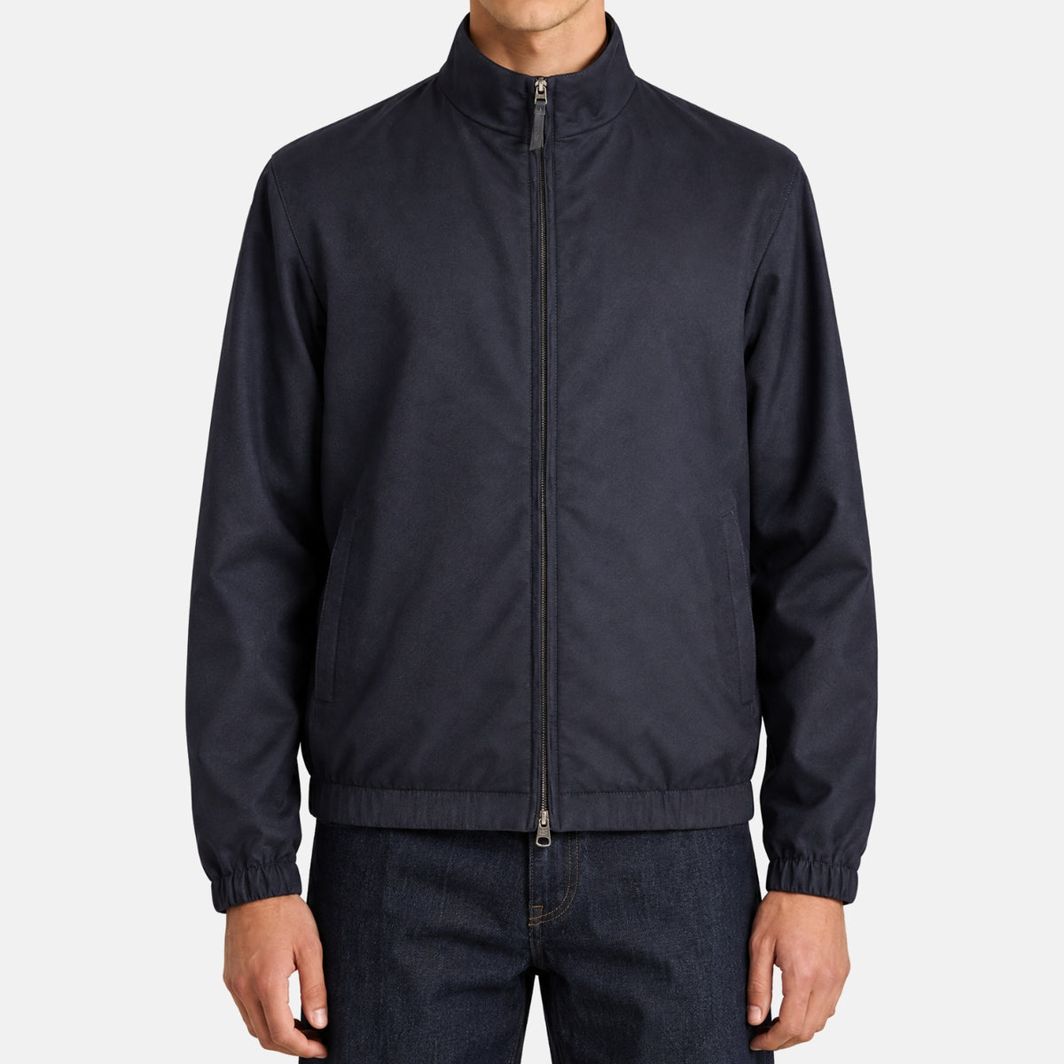 Zegna Wool Silk Reversible Bomber Jacket Navy (EU 48)