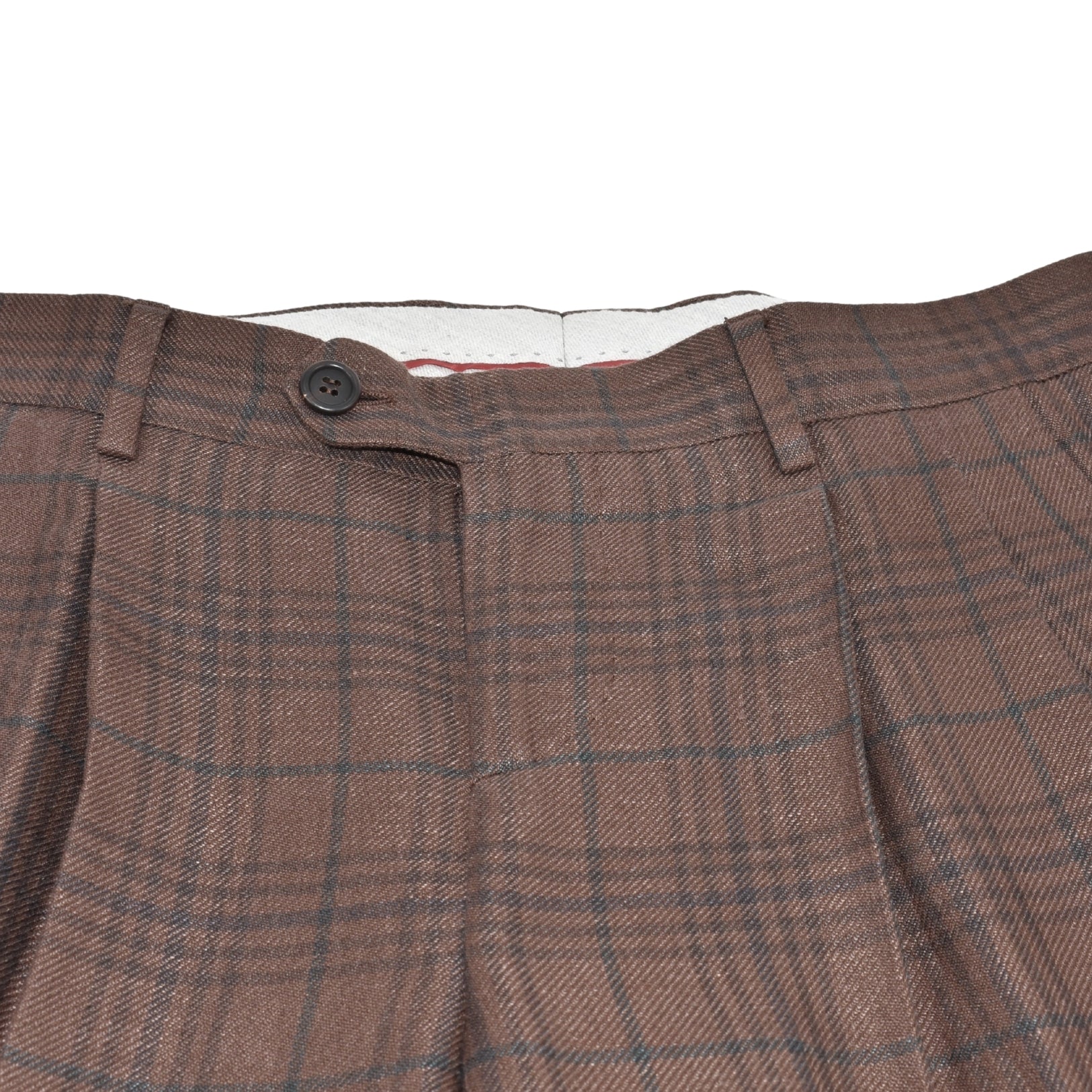 Brwon Checked Suit made of Linen/Wool/Silk (EU 46)