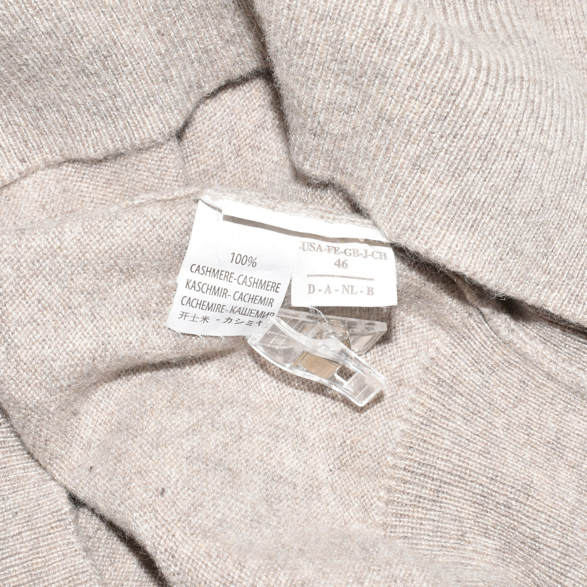 Beige V-Neck Cashmere Sweater (EU 46)