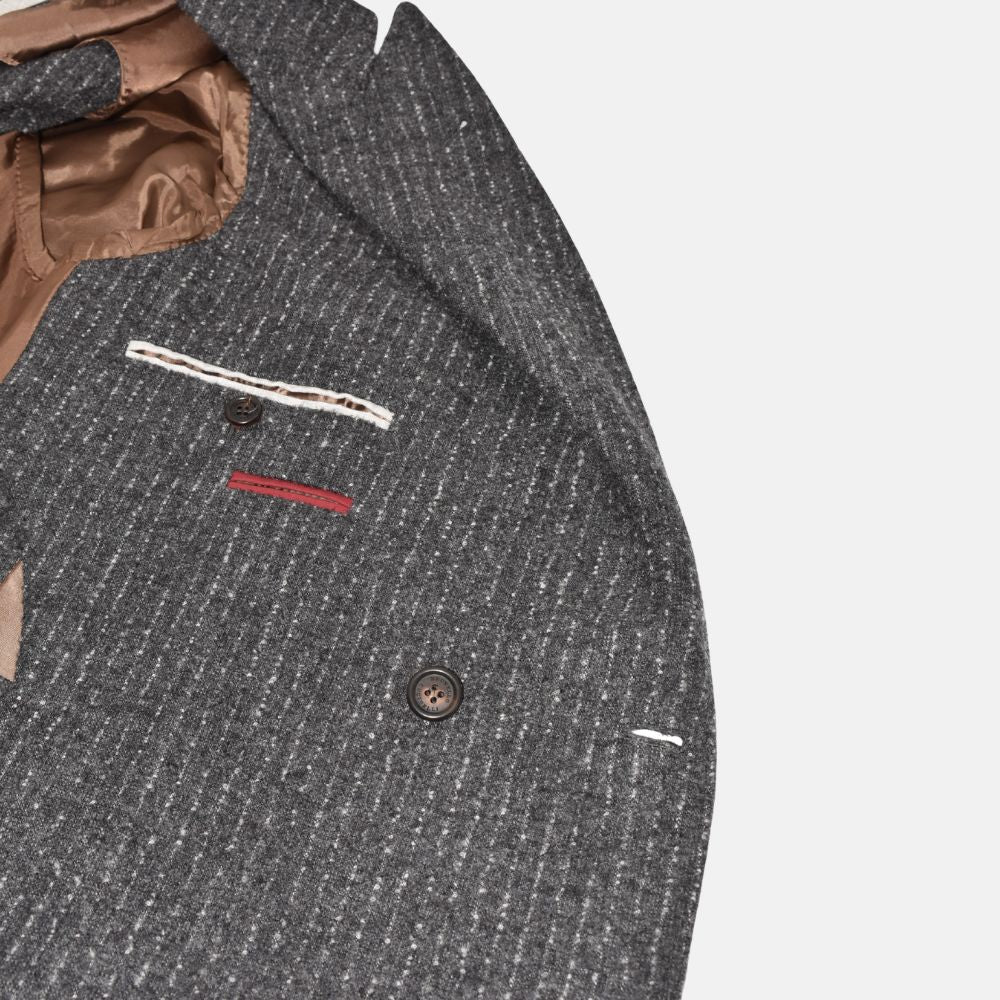 Gray-White Striped Double Breasted Blazer made of Alpaca/Wool/Polyamide/Cashmere (EU 52)