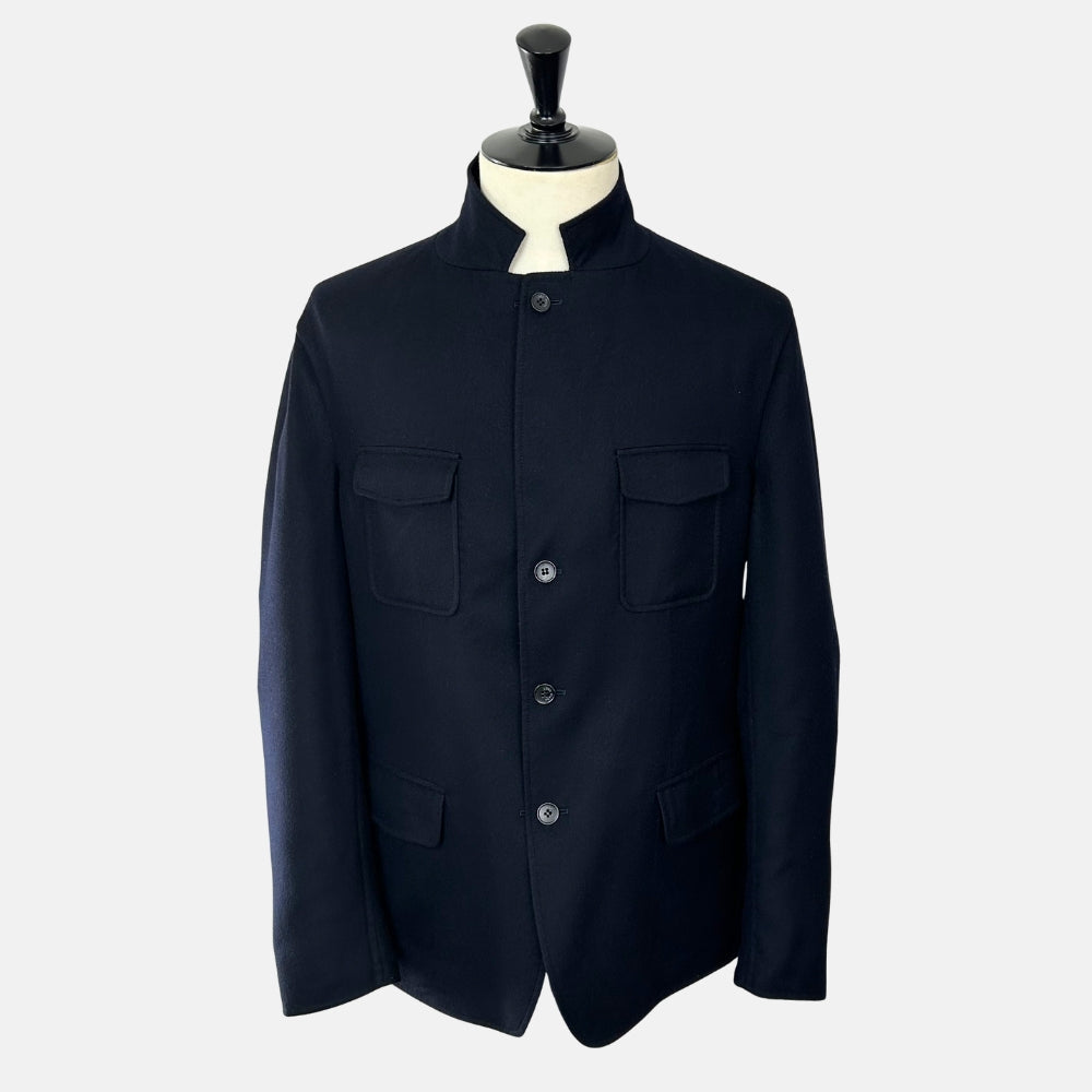 Dark Navy Reversible Jacket made of Cashmere/Silk (3XL)