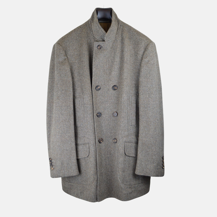 Brown Checked Coat made of Wool/Alpaca (EU 56)