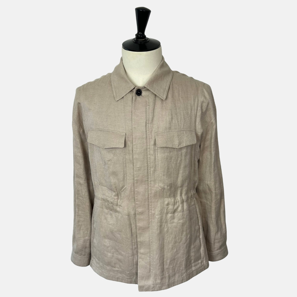 Ecru Jacket made of Linen/Leather Details (EU 48)