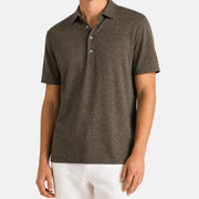 Brown Melange Oasi Lino Polo Shirt made of Linen (EU 52)