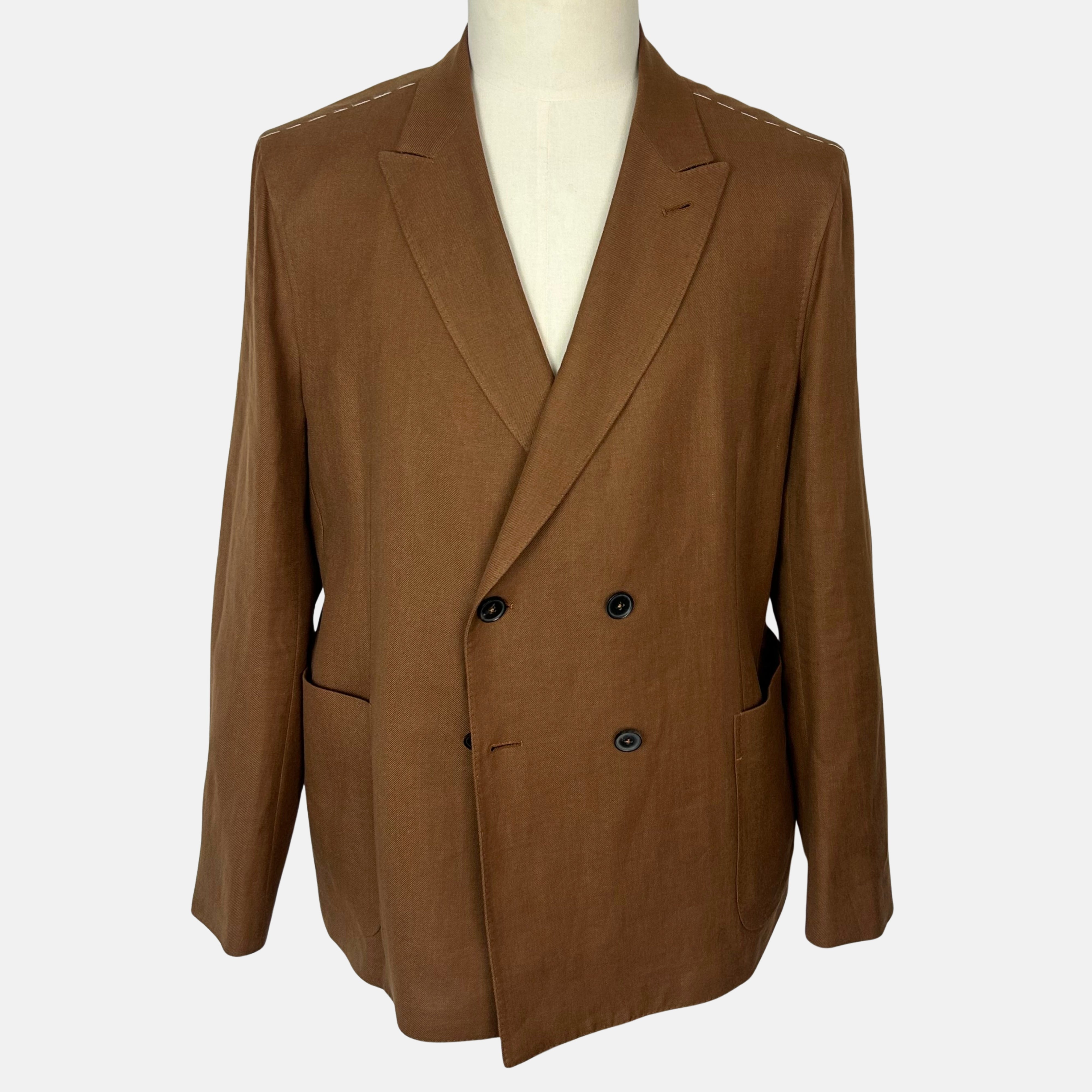 Kamelfarbener Blazer aus Leinen/Wolle (EU 56)
