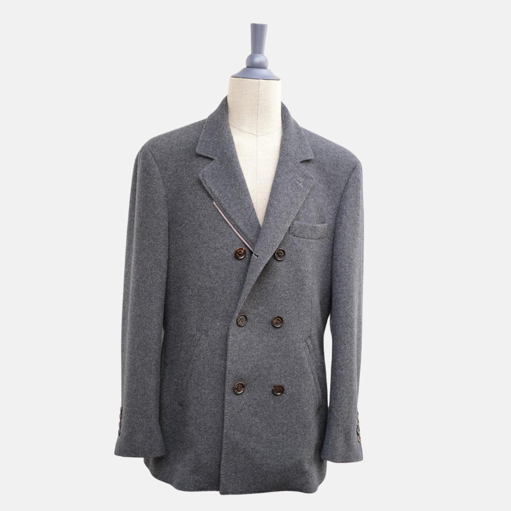 Grey Cashmere Pea Coat (EU 52)