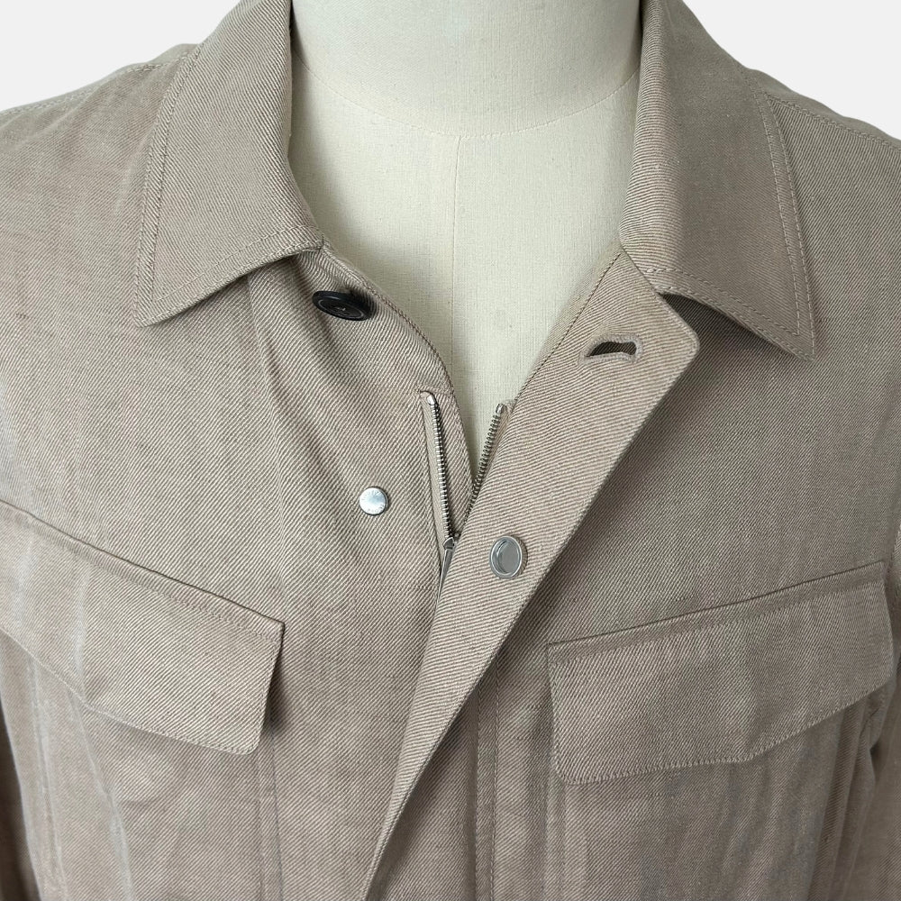 Ecru Jacket made of Linen/Leather Details (EU 48)