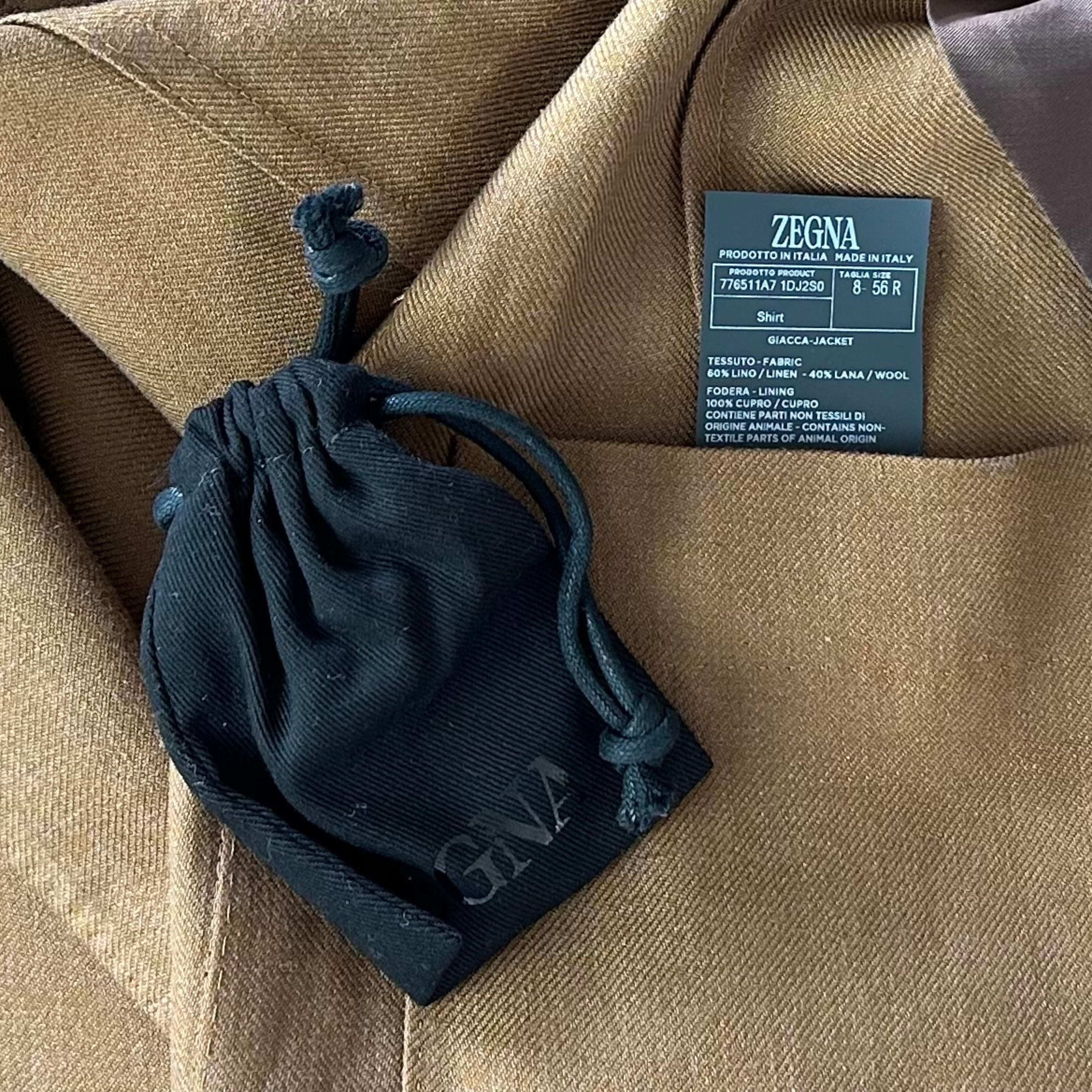 Kamelfarbener Blazer aus Leinen/Wolle (EU 56)