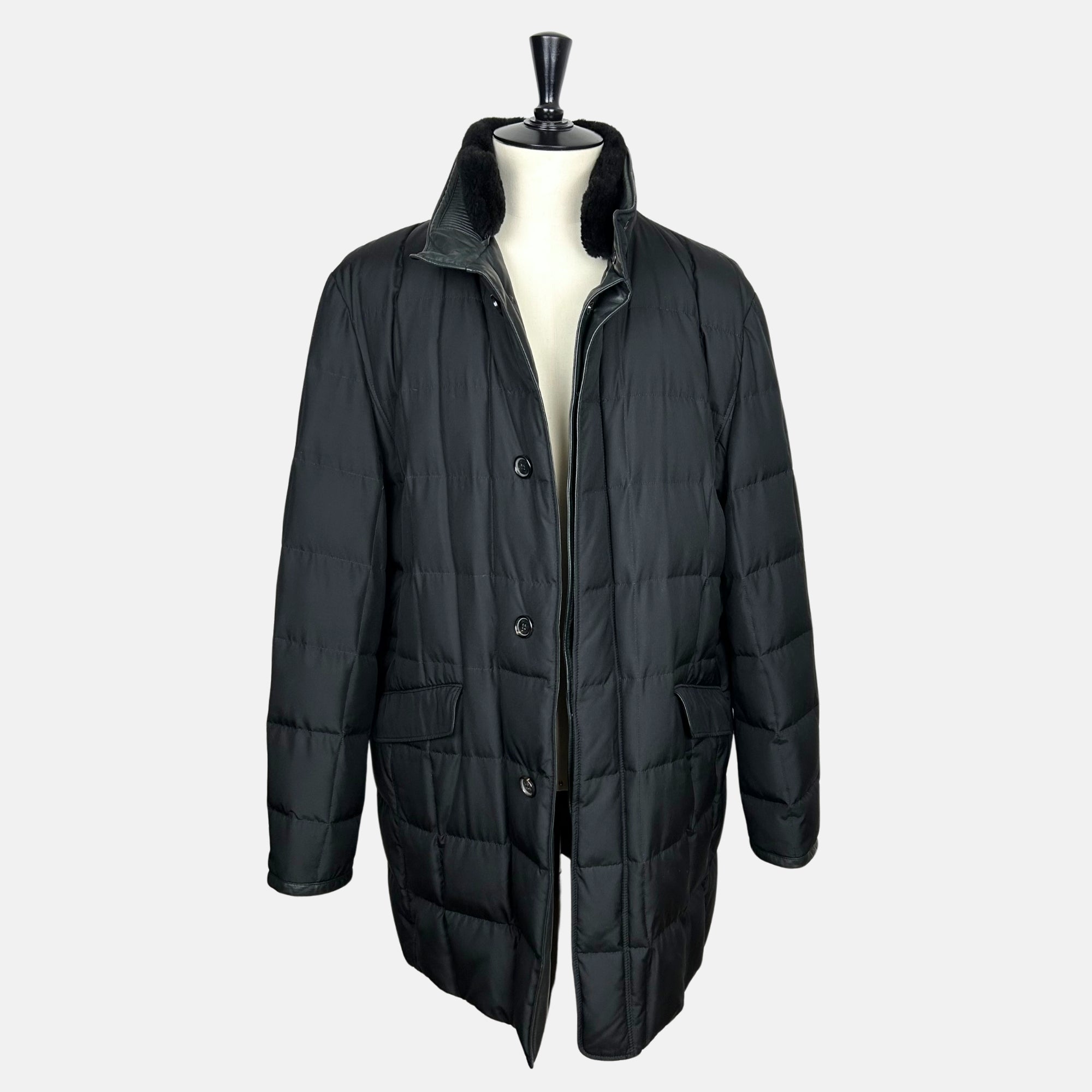 Black Down Coat made of Silk (EU 58)