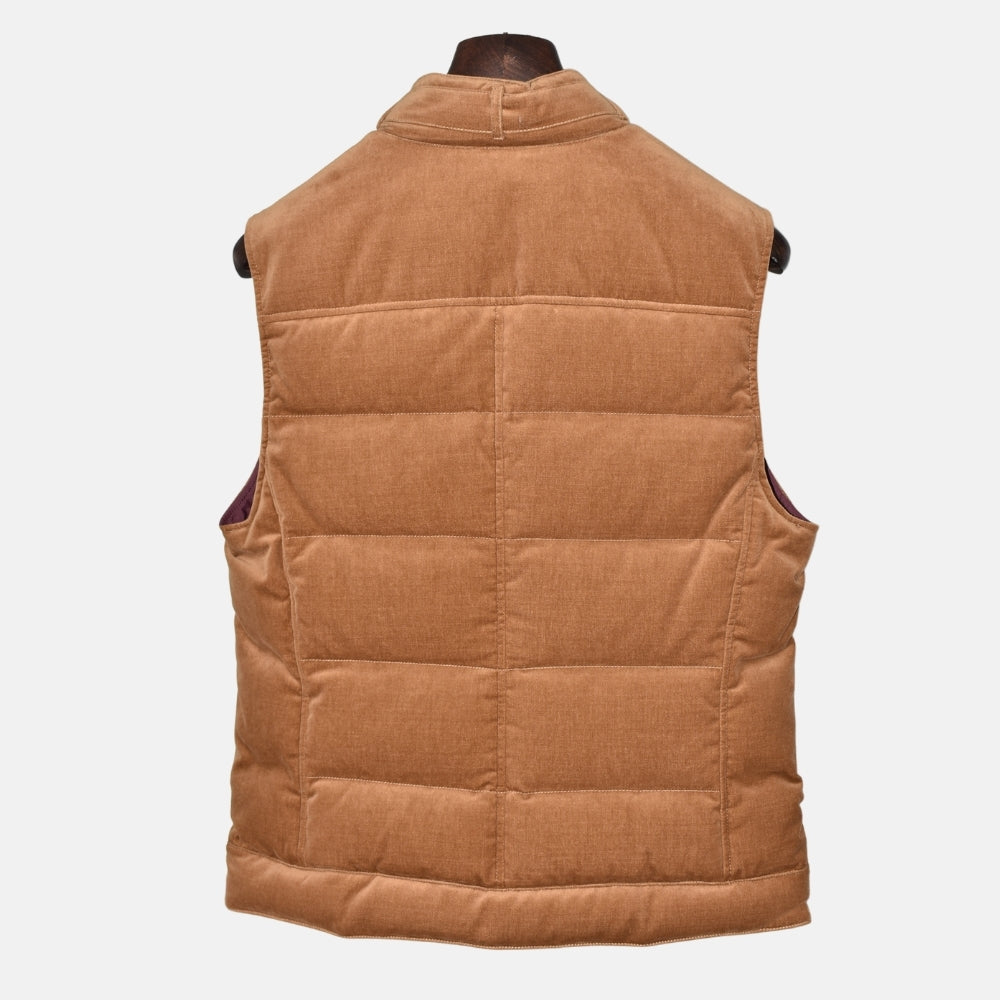 Brown Down Velvet Vest made of Cotton (S)