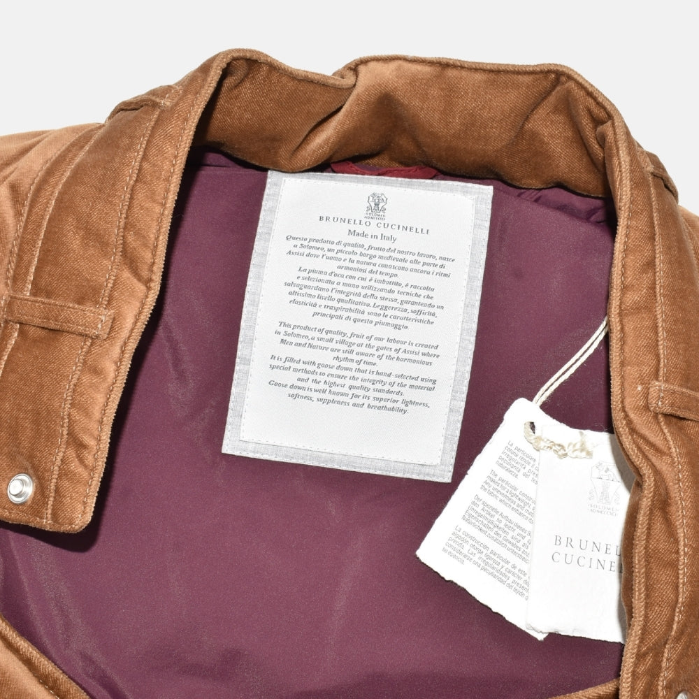 Brown Down Velvet Vest made of Cotton (S)