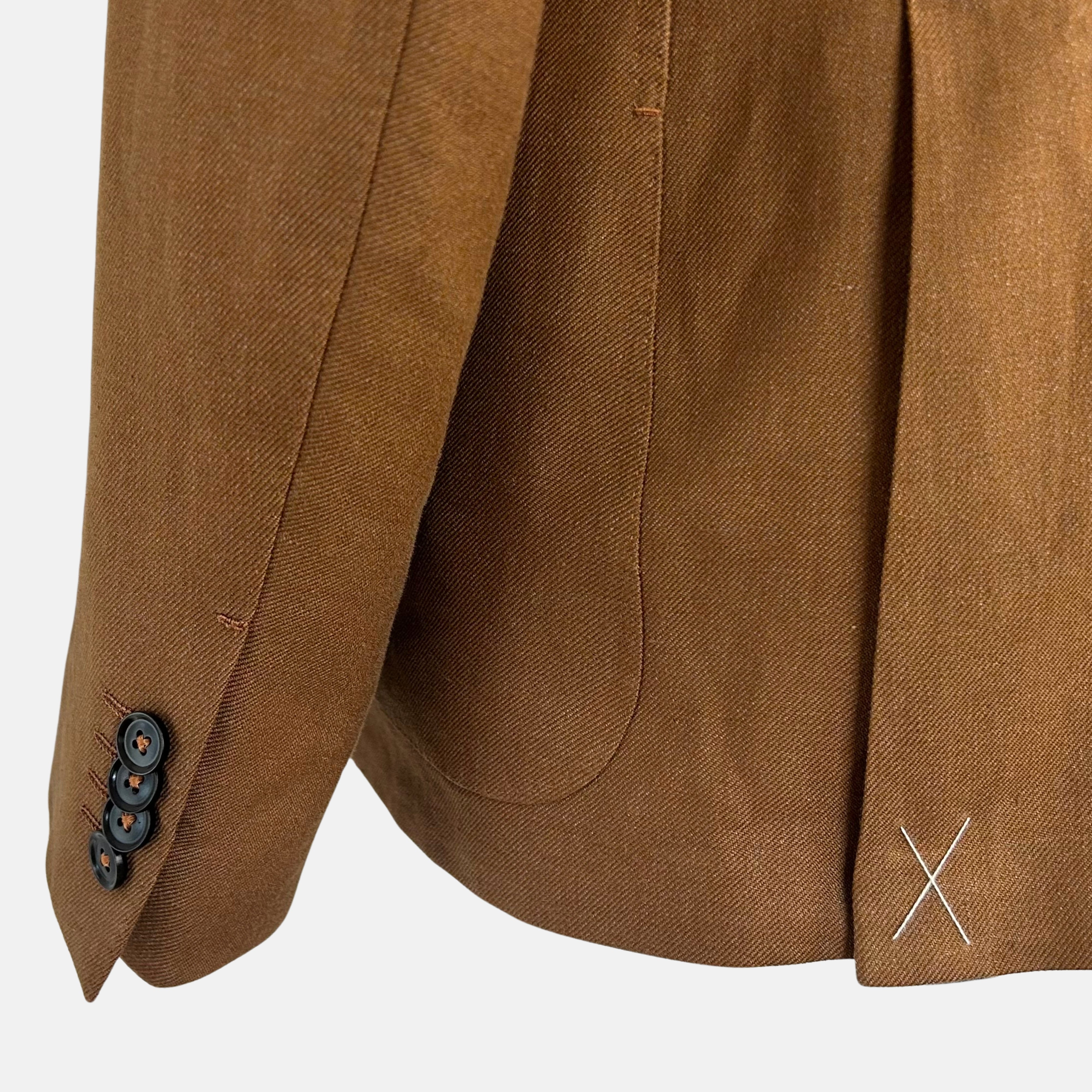Kamelfarbener Blazer aus Leinen/Wolle (EU 56)