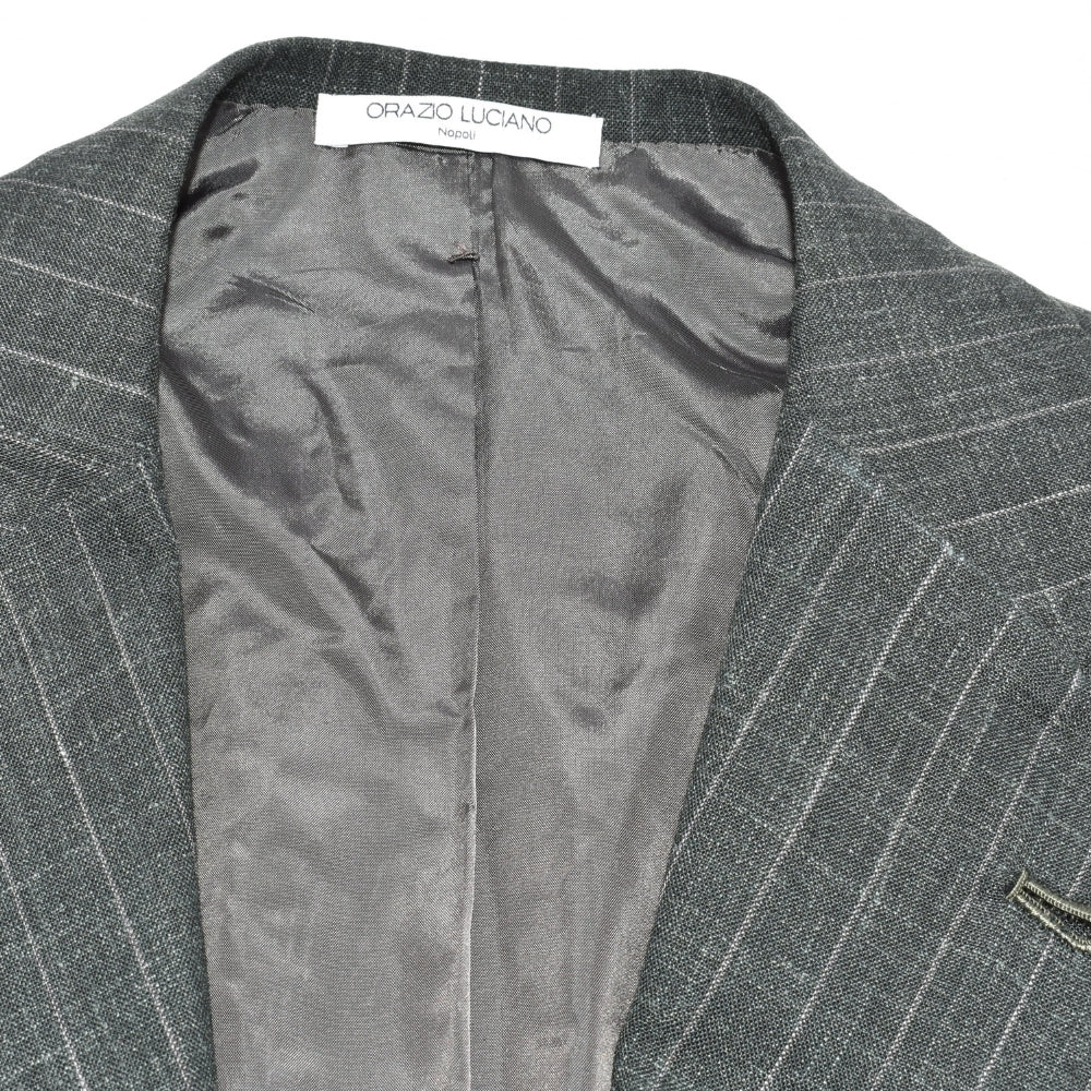 Grey/Green Striped Suit made of Light Virgin Wool (EU 48)