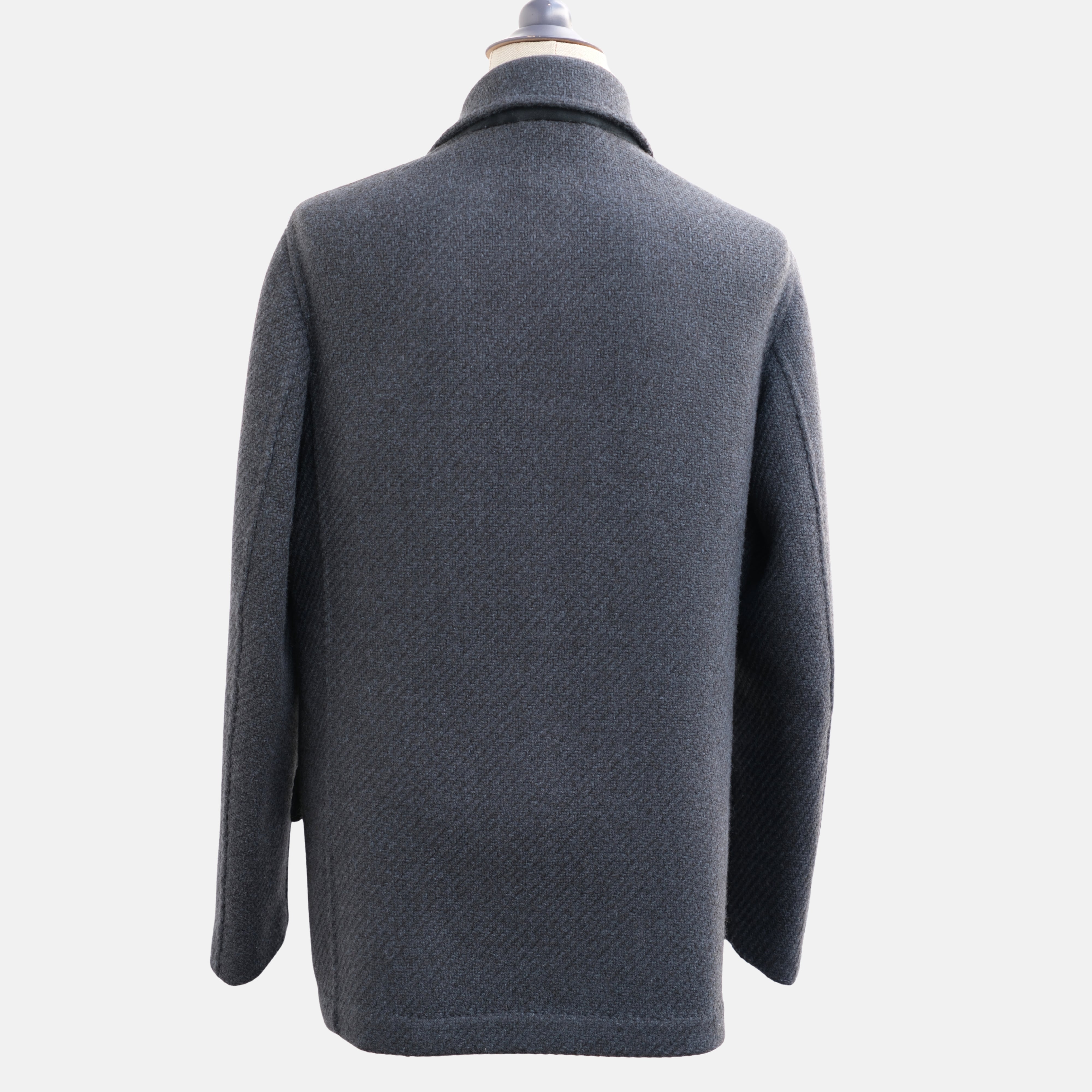 Blue Melange Double-Breasted Baby Cashmere Peacoat (L)