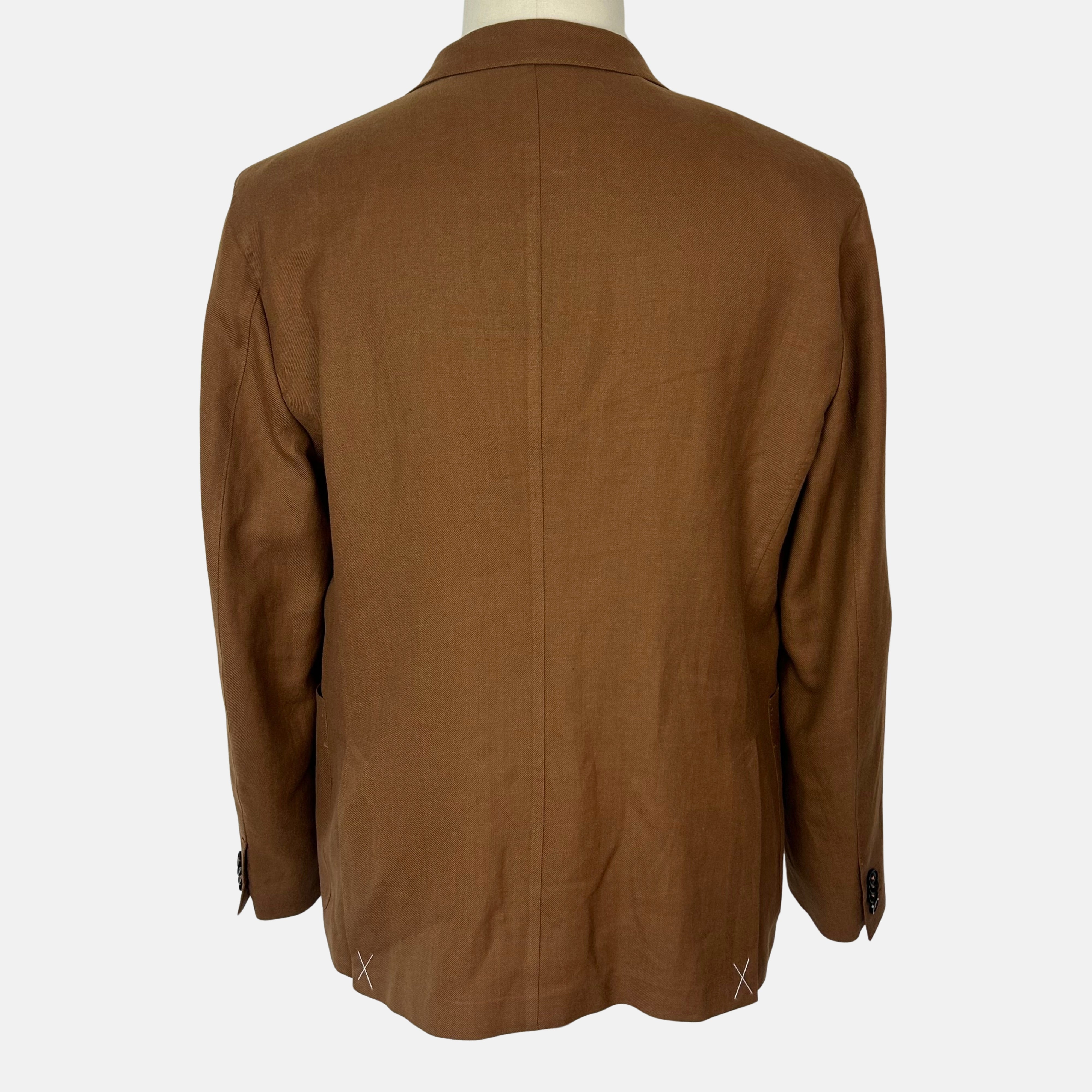 Kamelfarbener Blazer aus Leinen/Wolle (EU 56)