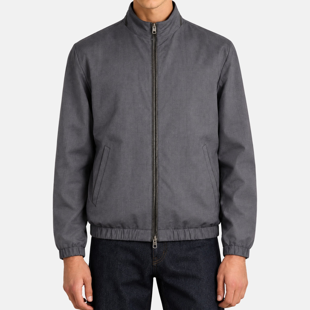 Zegna Wool Silk Reversible Bomber Jacket Navy (EU 48)
