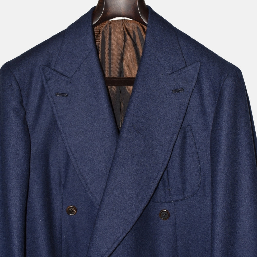 Blue Double Breasted Flannel Wool Blazer (EU 54)