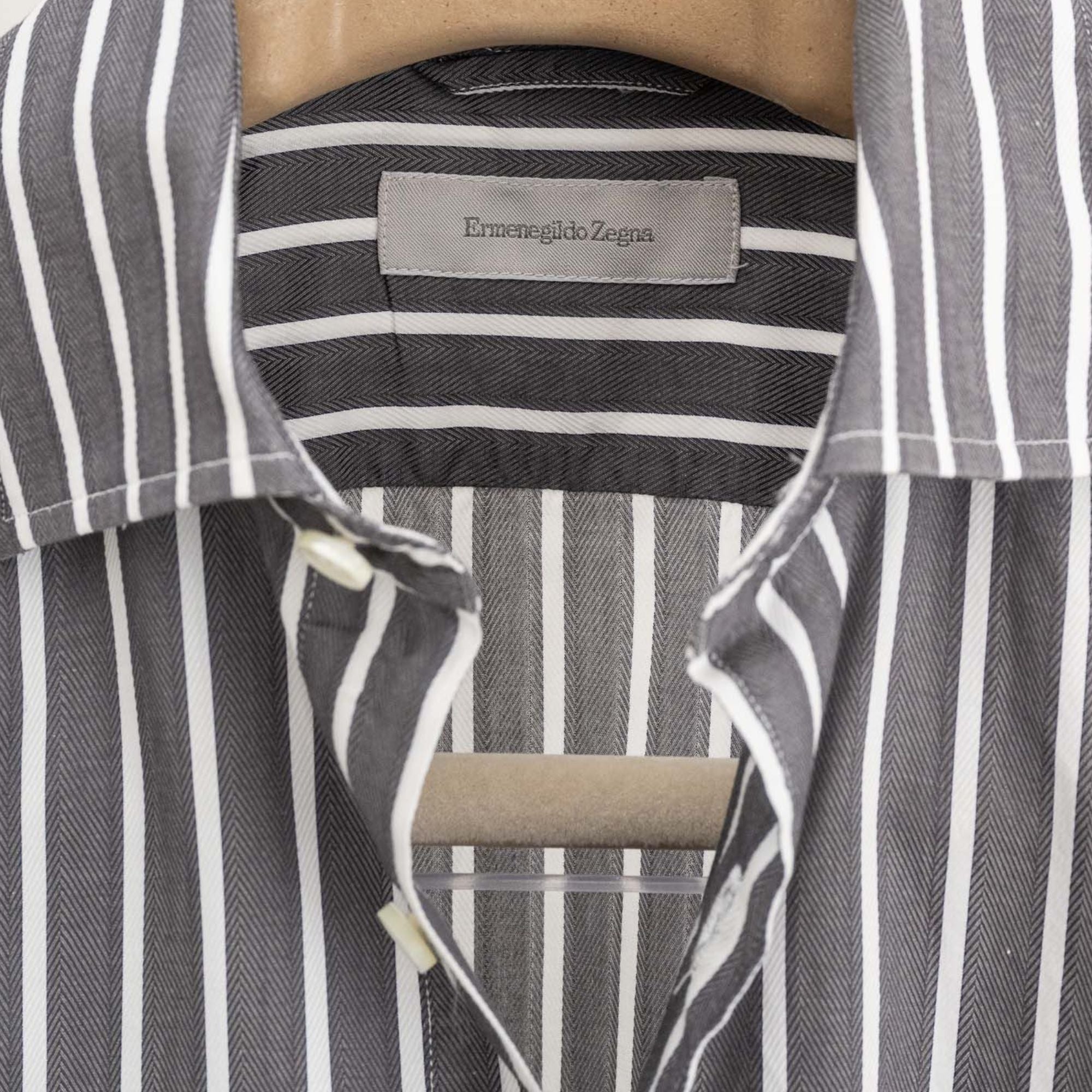 Grey/White Striped Cotton Shirt (S)