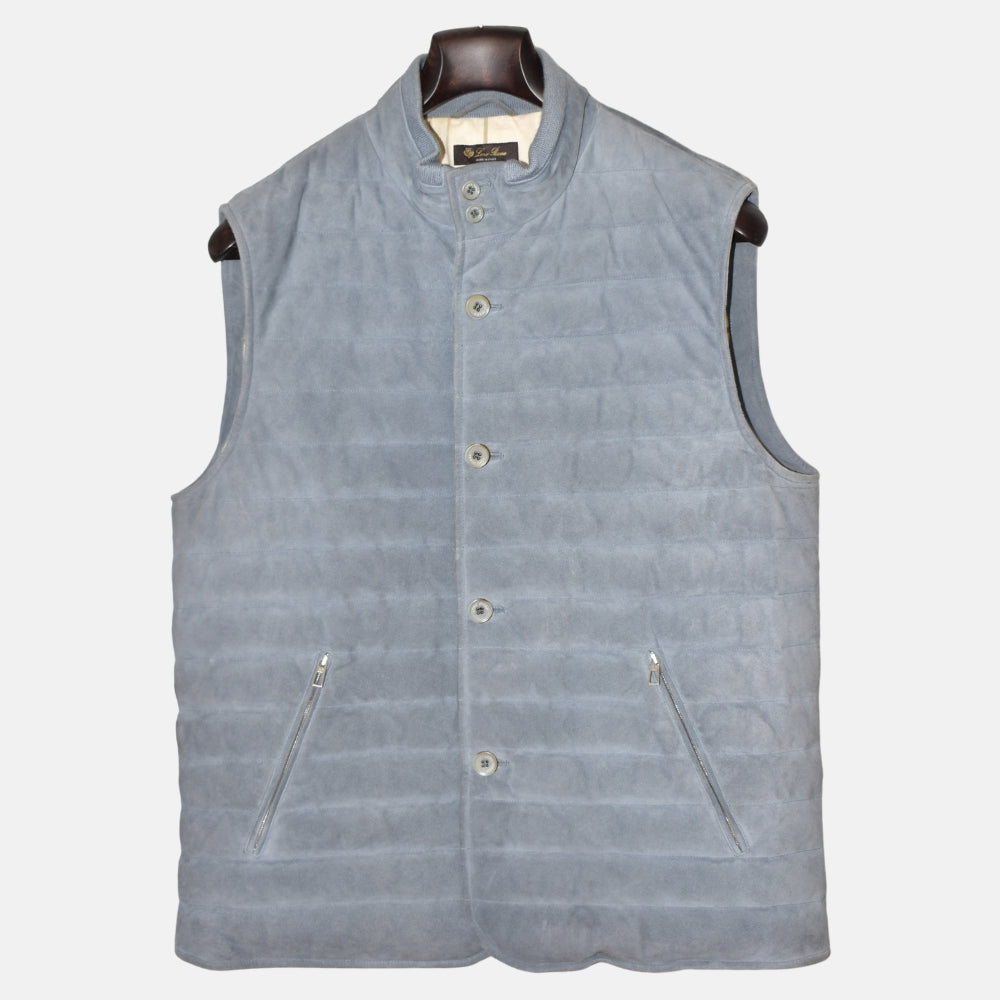 Light Blue Down Vest made of Suede (L)