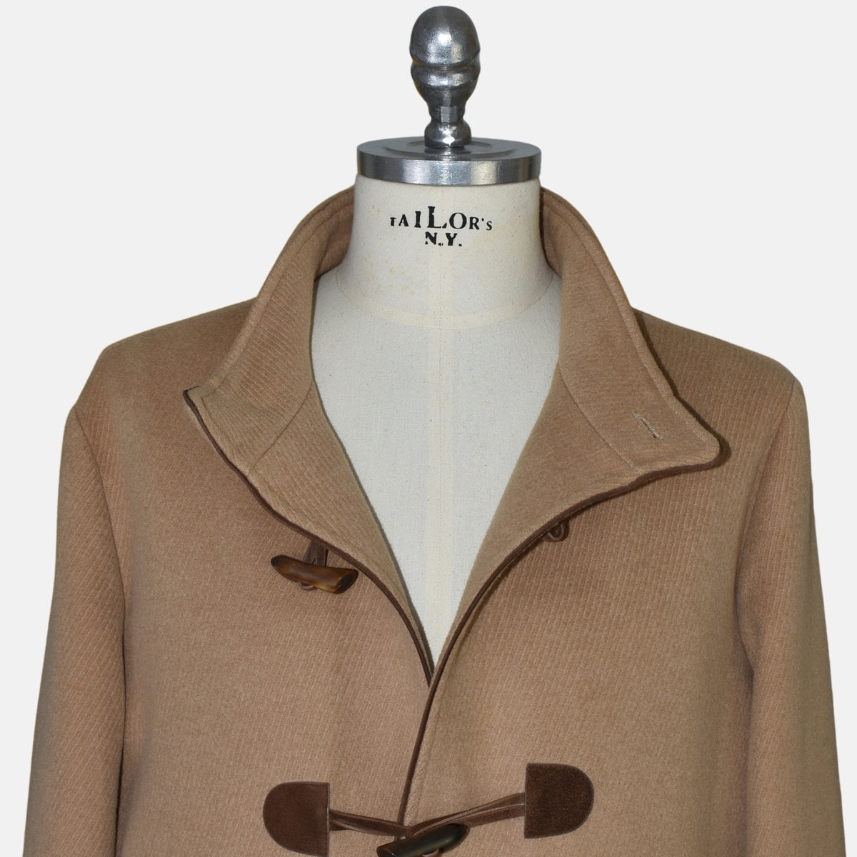 Beige Baby Camel Montgomery Coat/Leather Details with Detachable Hood (XL)