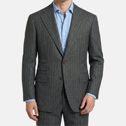 Grey/Green Striped Suit made of Light Virgin Wool (EU 48)
