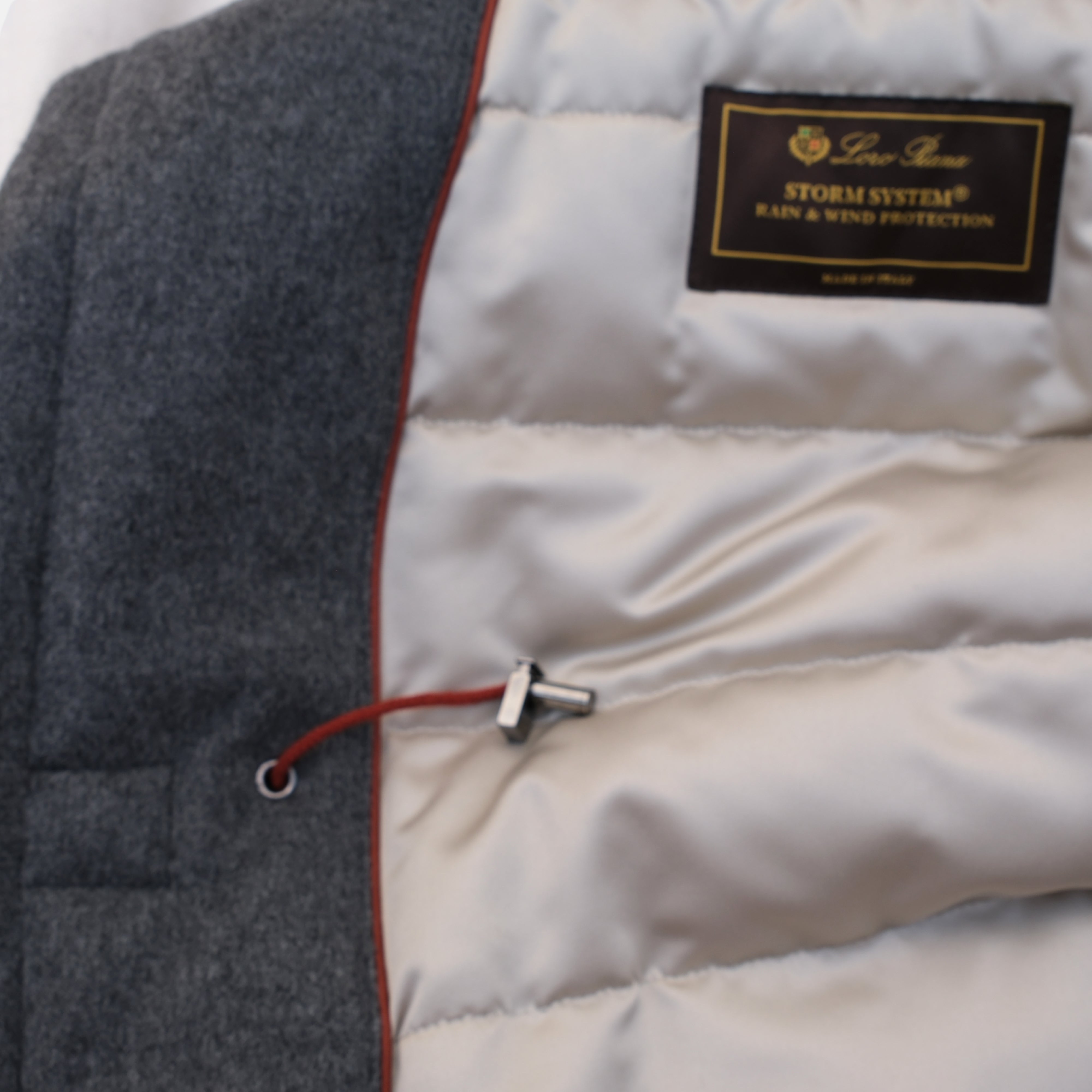 Gray Down/Storm System Jacket made of Virgin Wool/Cashmere/Suede Details (EU 52)