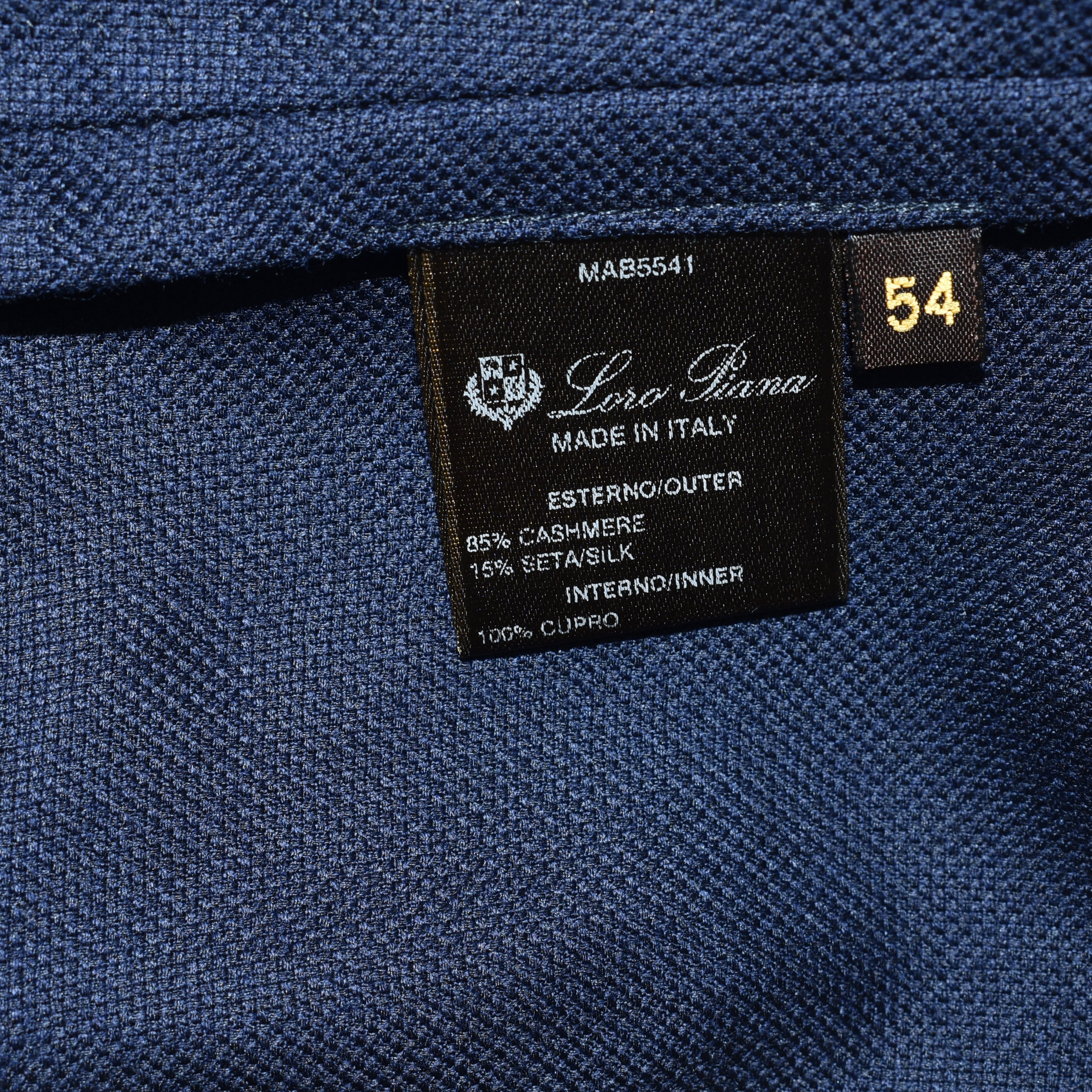 Navy Cashseta Blazer mit Leder-Details aus Kaschmir/Seide (EU 54)