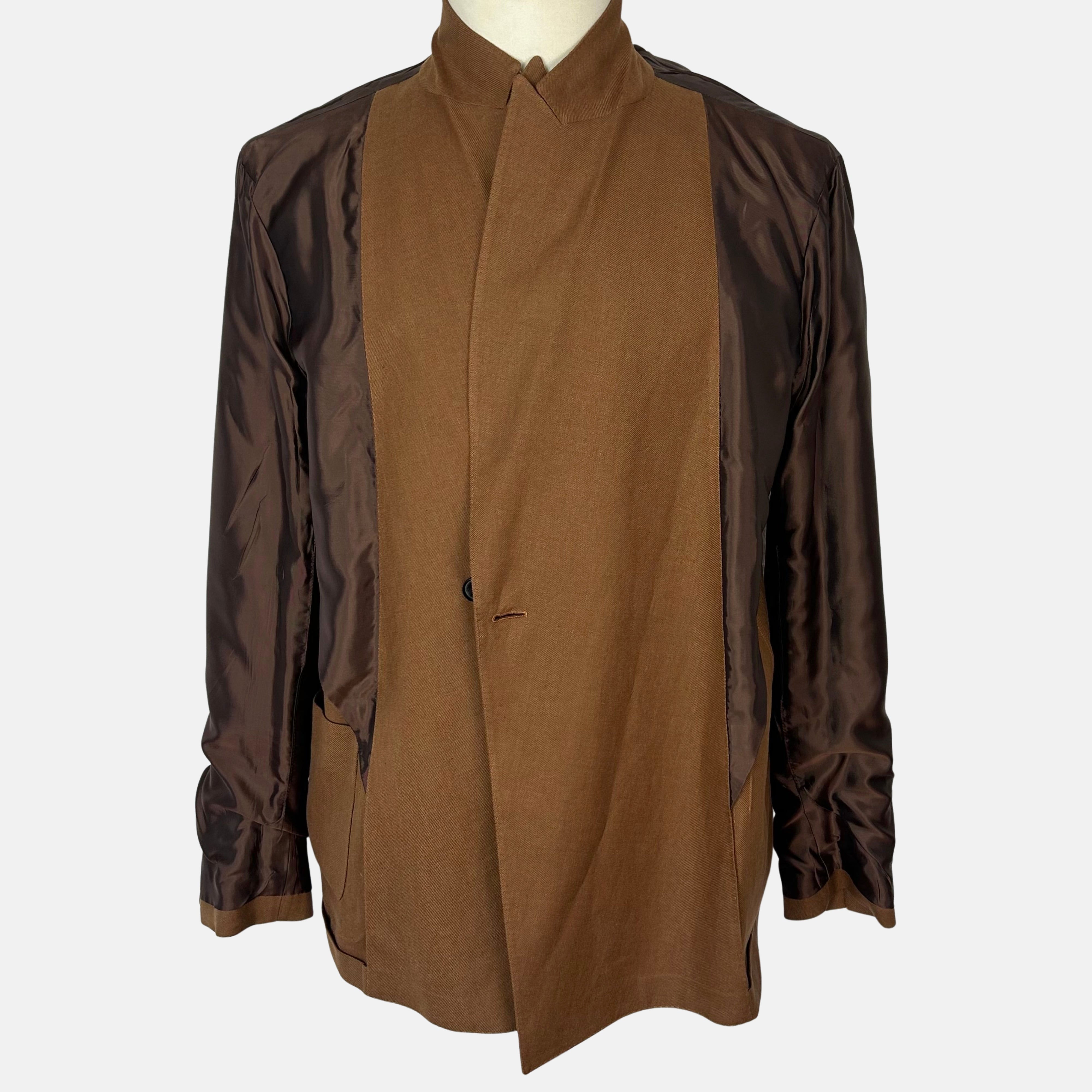 Kamelfarbener Blazer aus Leinen/Wolle (EU 56)