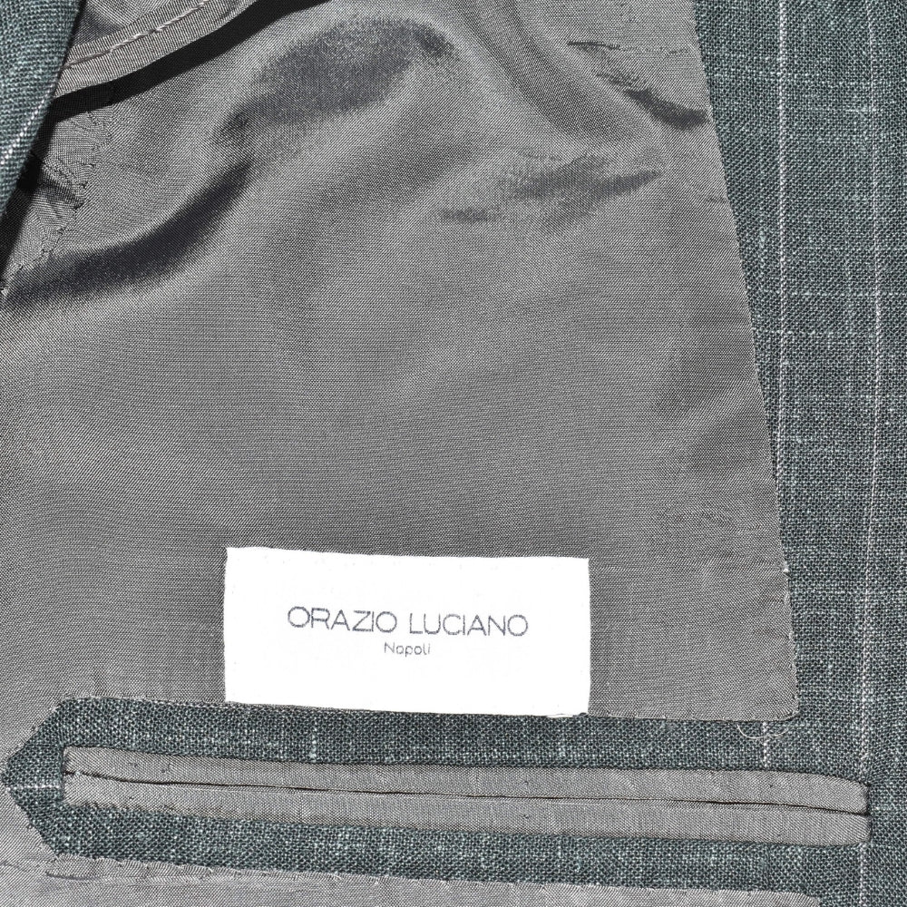 Grey/Green Striped Suit made of Light Virgin Wool (EU 48)