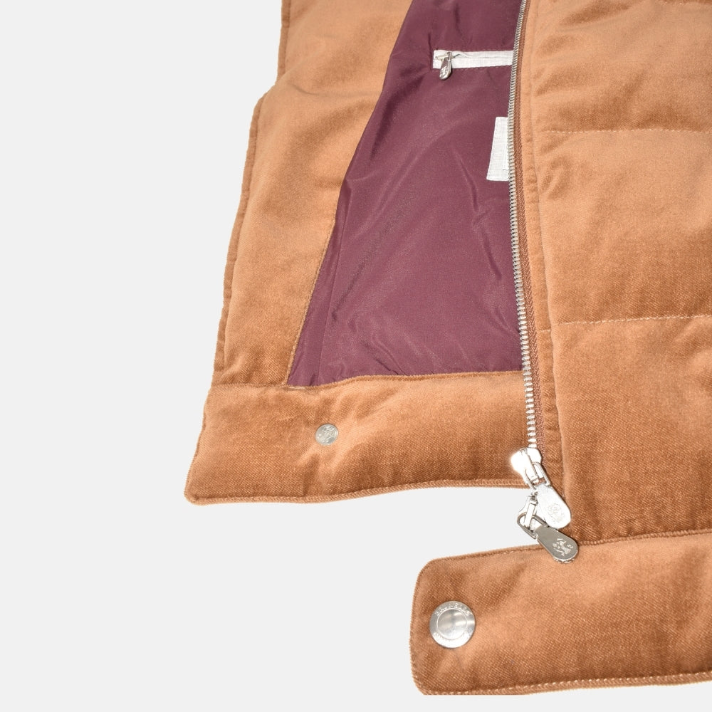 Brown Down Velvet Vest made of Cotton (S)