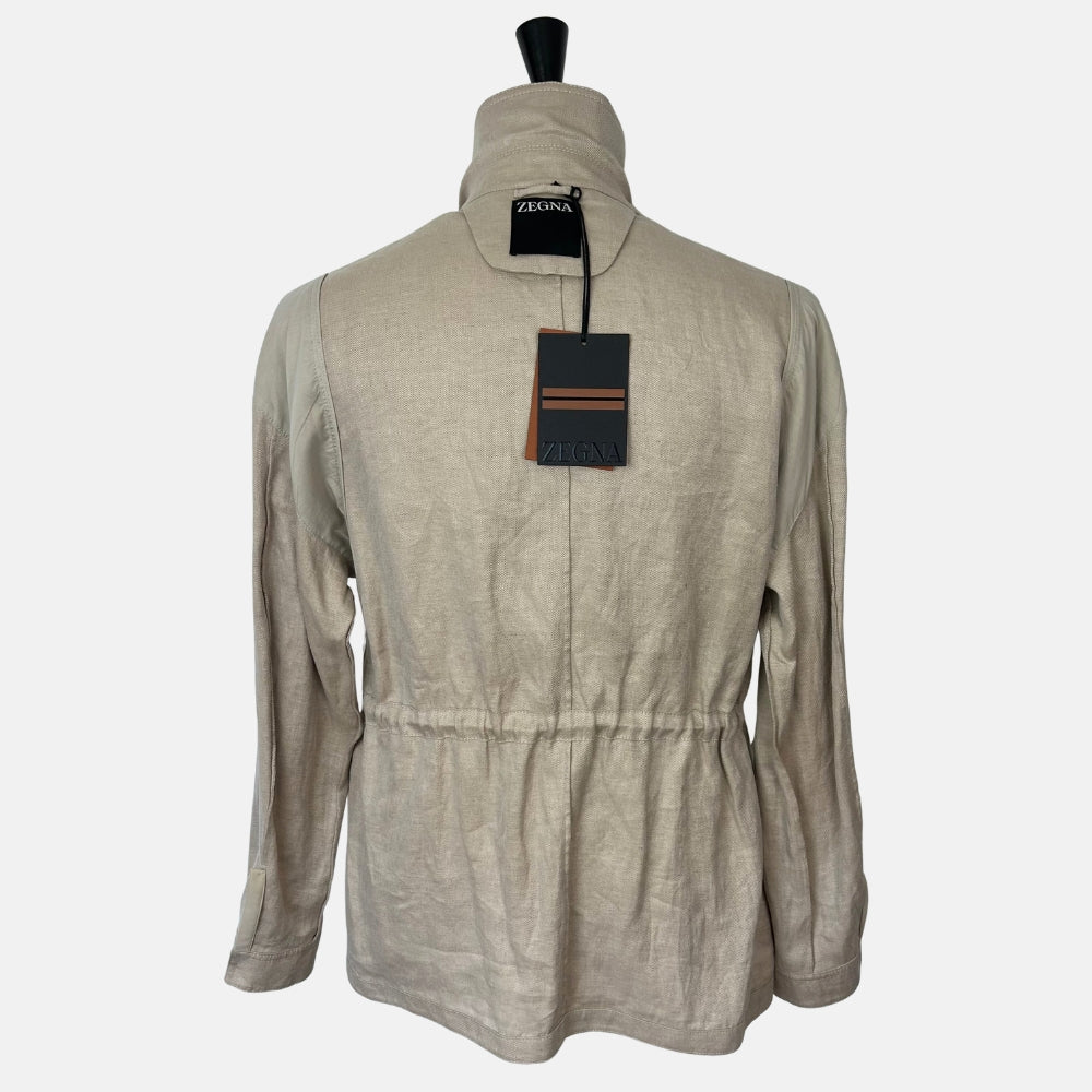 Ecru Jacket made of Linen/Leather Details (EU 48)