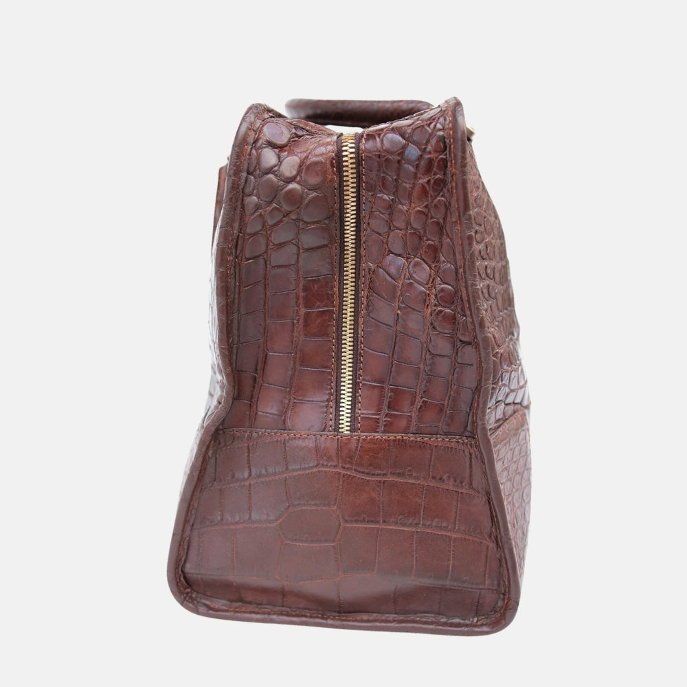 Brown Croco Traveller Bag