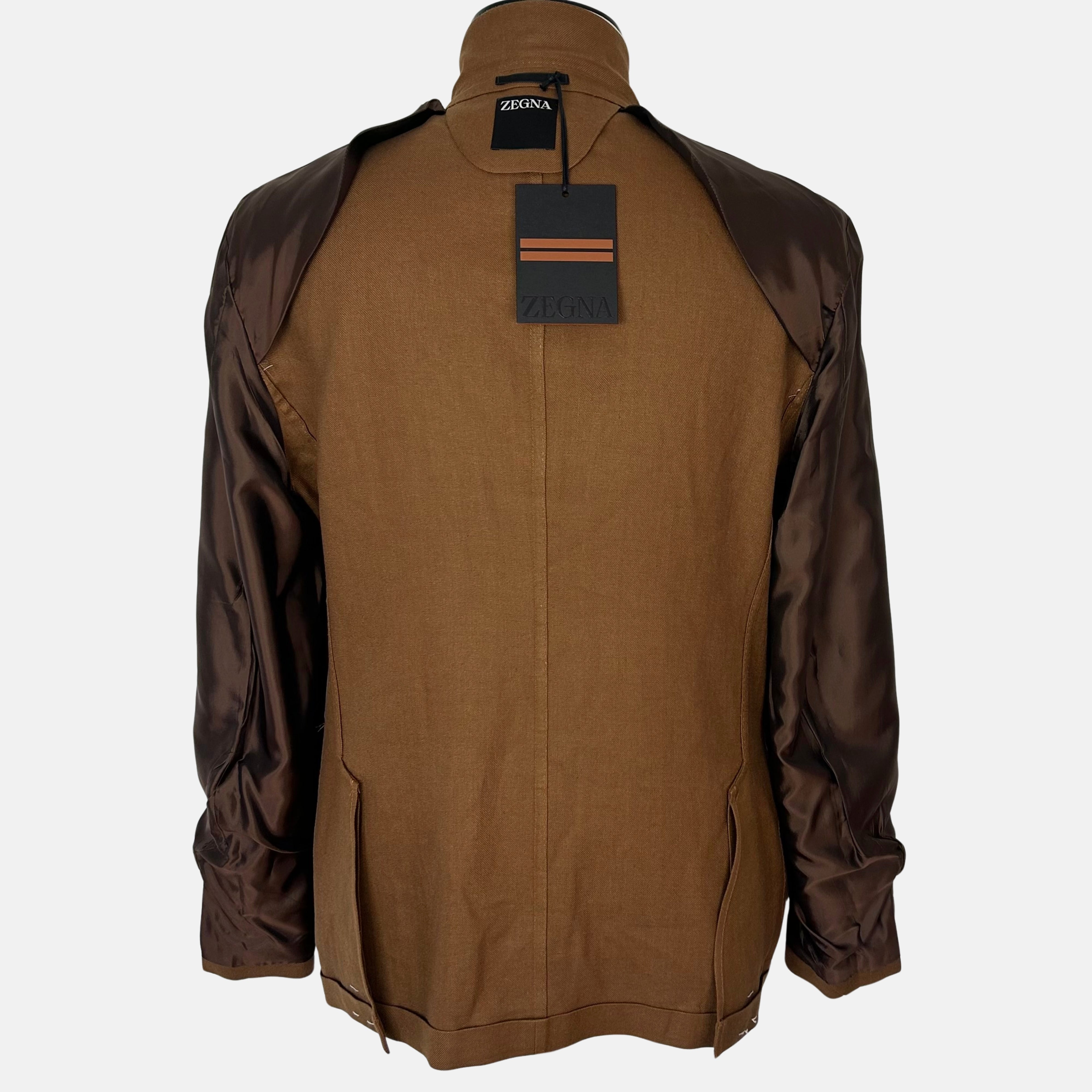 Kamelfarbener Blazer aus Leinen/Wolle (EU 56)