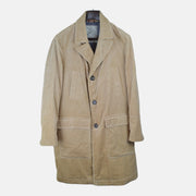 Beige Corduroy Coat made of Cotton (50)