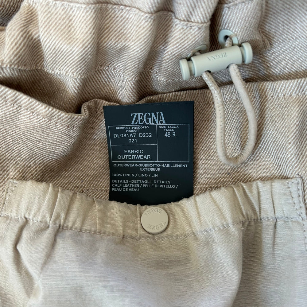 Ecru Jacket made of Linen/Leather Details (EU 48)