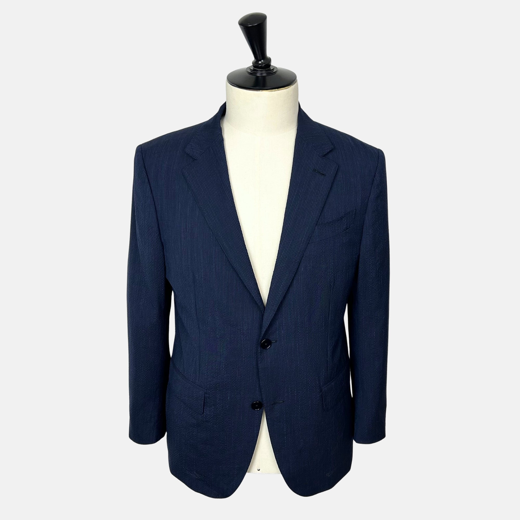 Navy Striped Suit made of Wool/Silk/Linen (EU 50)