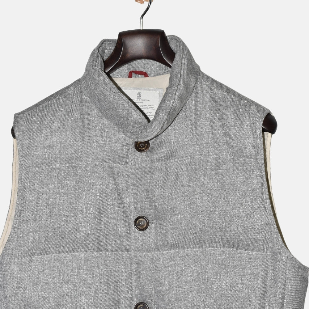Gray Down Vest made of Hemp/Linen (L)