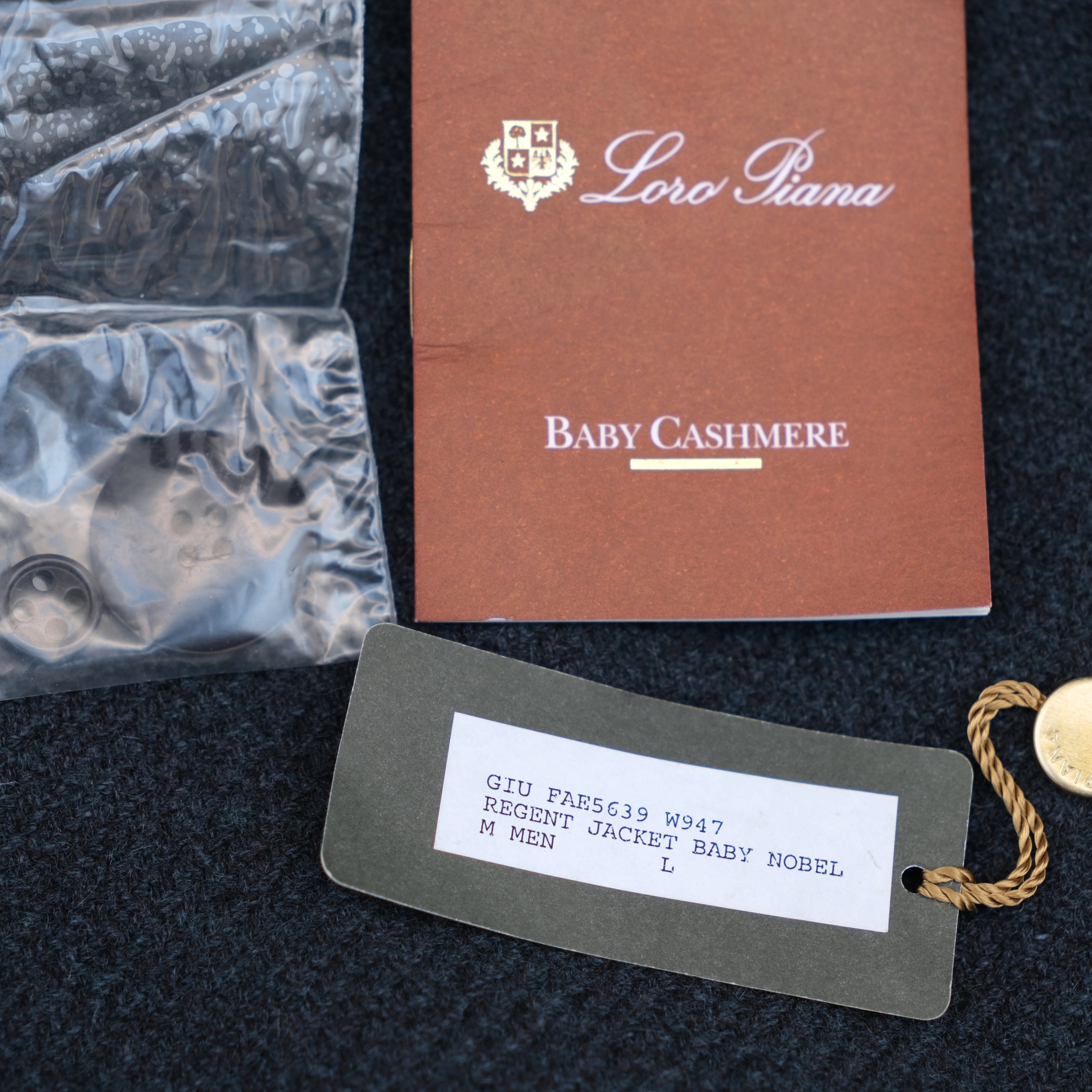 Blue Melange Double-Breasted Baby Cashmere Peacoat (L)