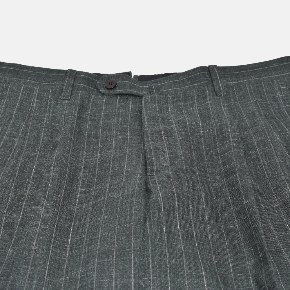 Grey/Green Striped Suit made of Light Virgin Wool (EU 48)