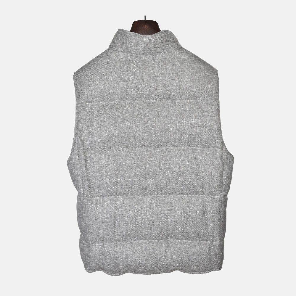 Grey Down Vest made of Hemp/Linen (L)