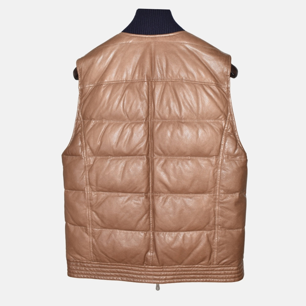 Navy/Brown Reversible Leather Vest (M)