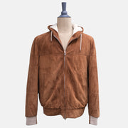 Brown Suede Hoodie-Jacket (M)