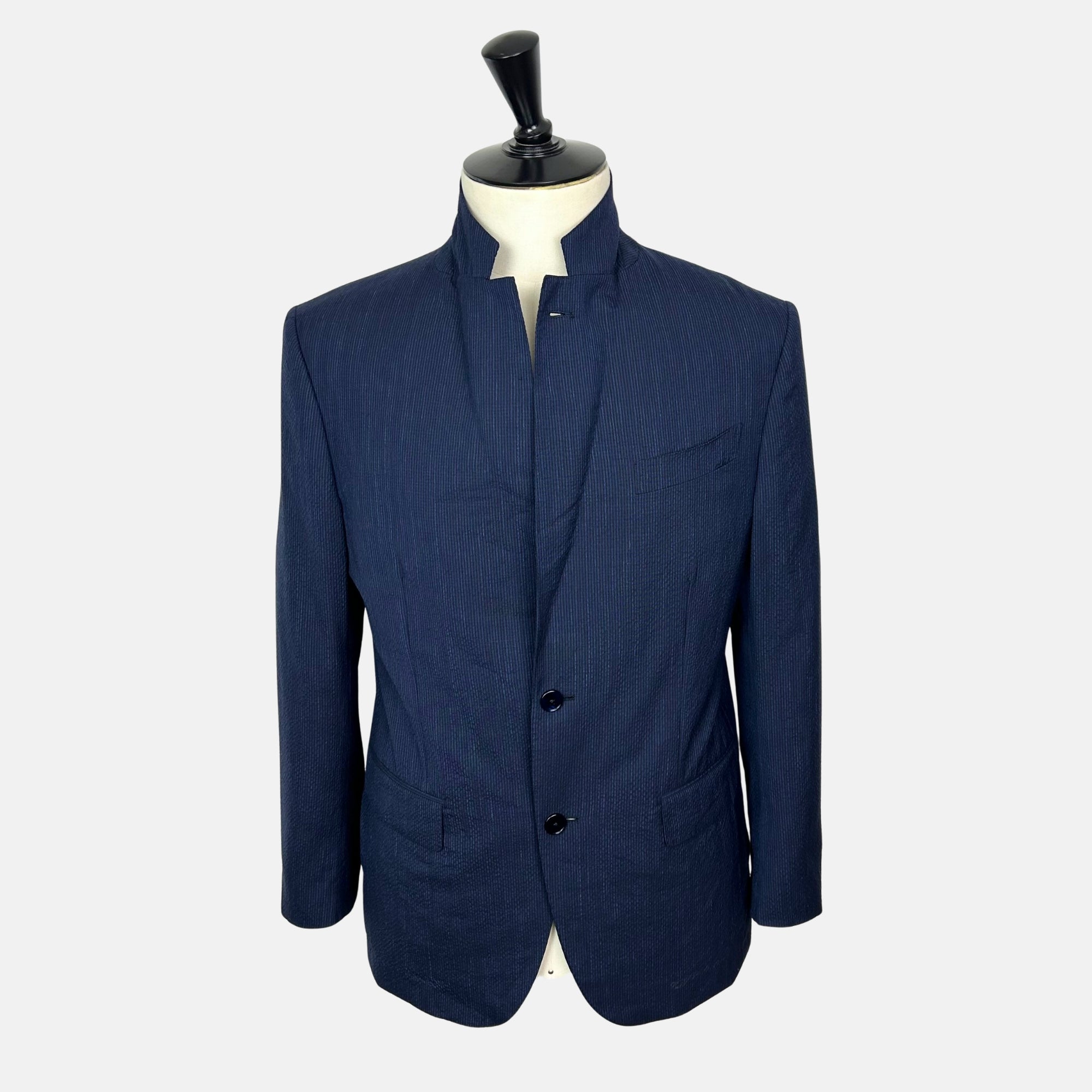 Navy Striped Suit made of Wool/Silk/Linen (EU 50)